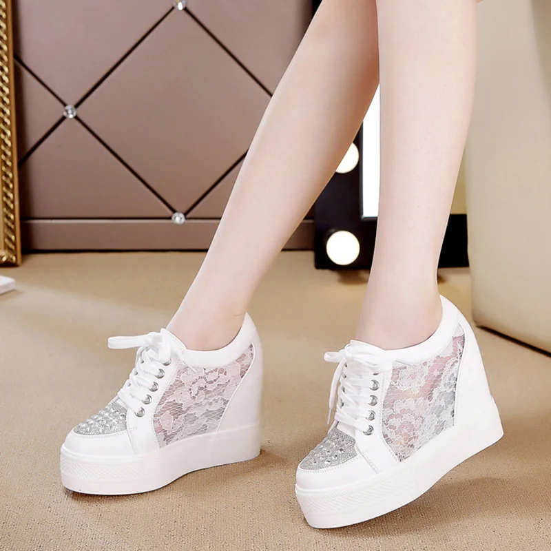 Crystal Mesh Fabric - Zapatillas de deporte con plataforma para