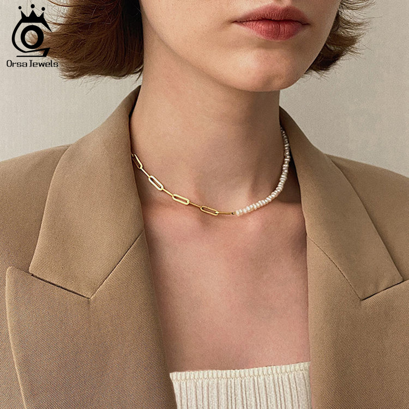 ORSA JEWELS Collar con cadena  - Pearl Trim Chain reseña y precio