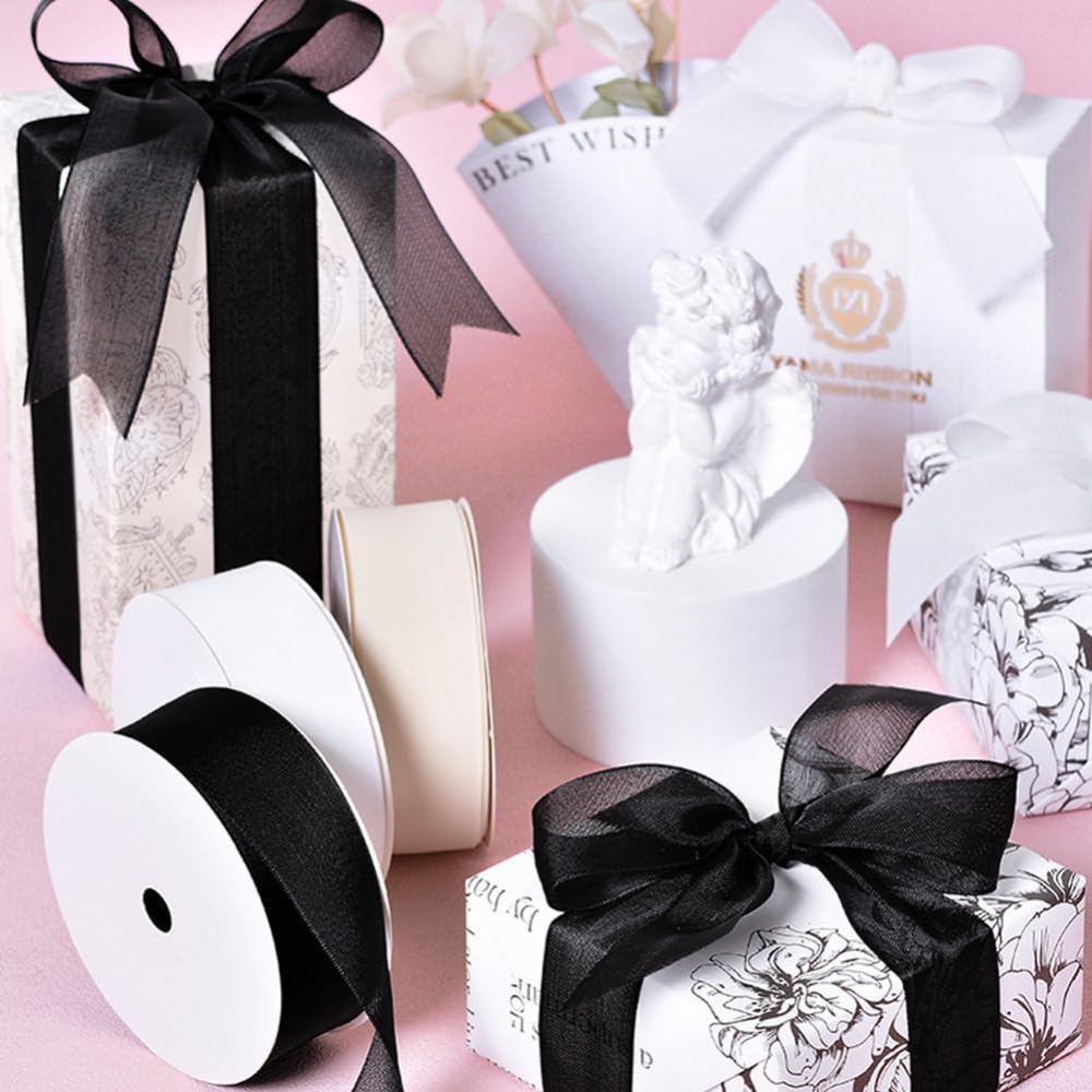 Cinta de organza negra de 1 pu - Organza Ribbon Spool reseña y precio